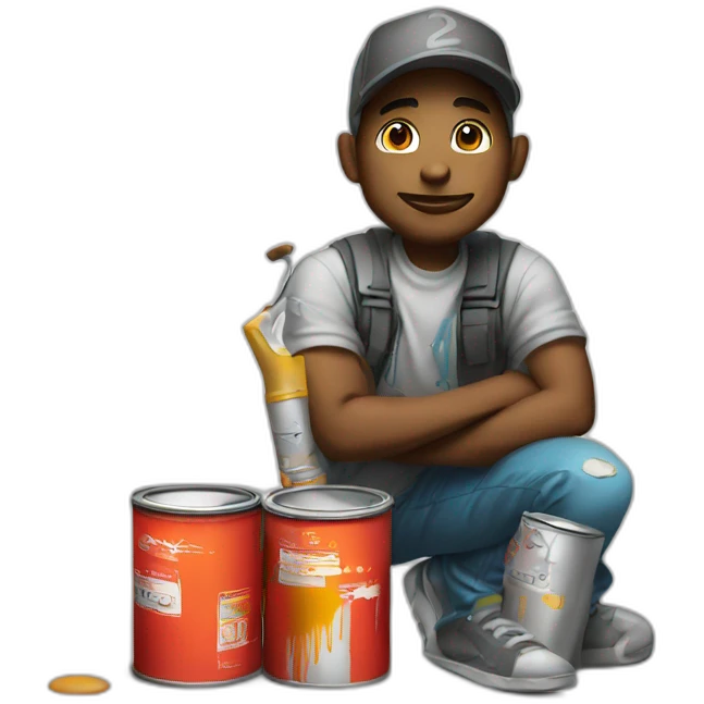 graffiti artist with paint cans emoji