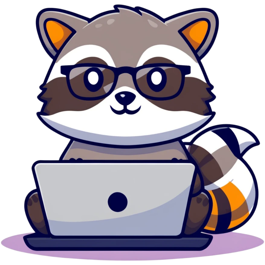 raccoon data scientist with a computer emoji