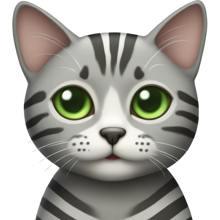 gray striped cat with green eyes  emoji
