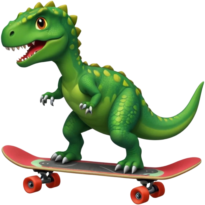 Dinosaur on a skateboard emoji