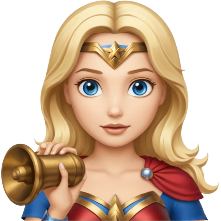 Blonde blue eyes Wonder Woman holding bell  emoji