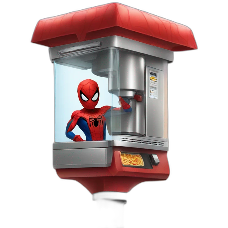Spider-Man on a pole holding a shawarma machine with his webs  emoji