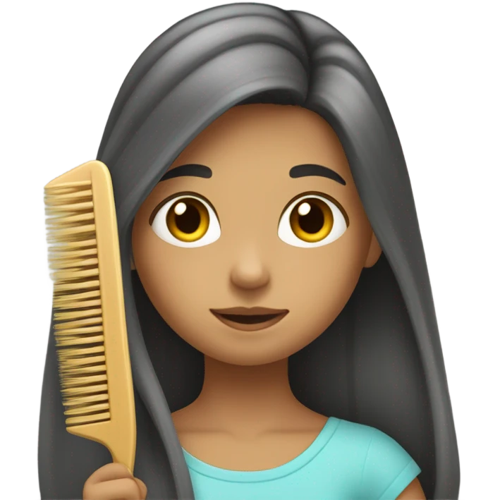 girl combing her hair emoji