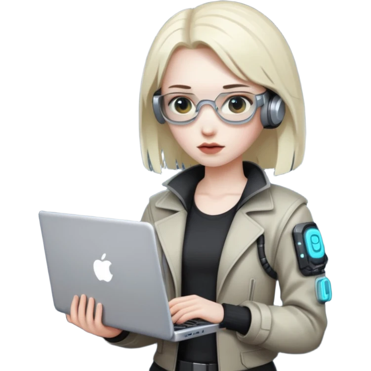 cyber punk holding laptop emoji