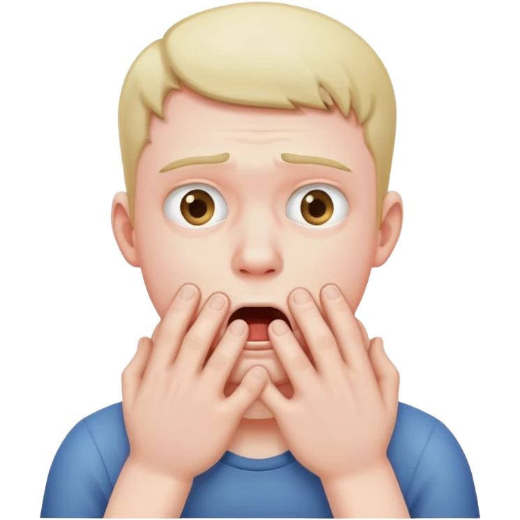 Guy choking himself with hands emoji