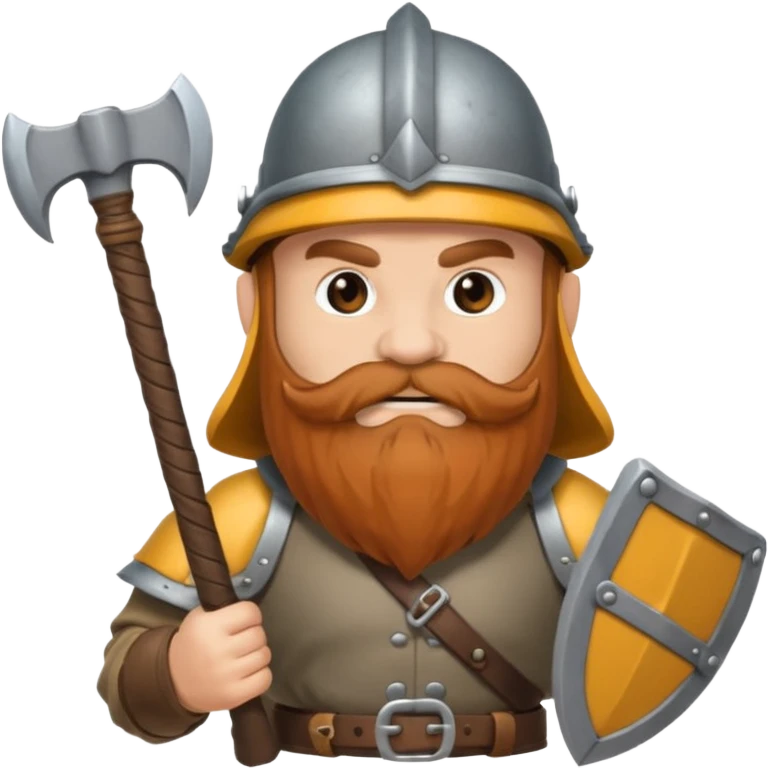 gimli the dwarf, brown beard, gray metal helmet, battle axe emoji