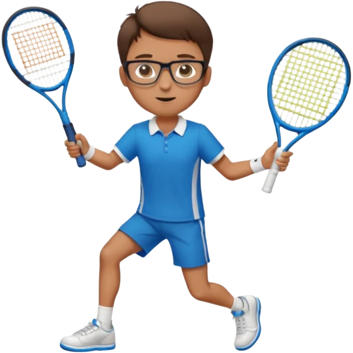 homme l'air cool taille moyenne corpulence maigre cheveux chatain court yeux bleus lunettes photo de pieds en pantalon qui fait du tennis pe emoji