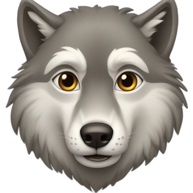 Loup gris yeux marron emoji