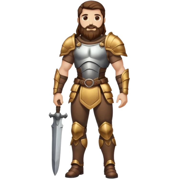 full body man long brown hair brown eyes medium beard white skin muscular build beetle shell armor emoji