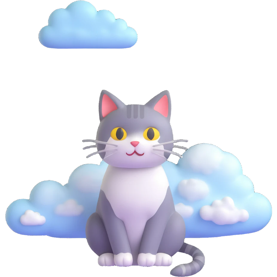 a cat and a cloud emoji