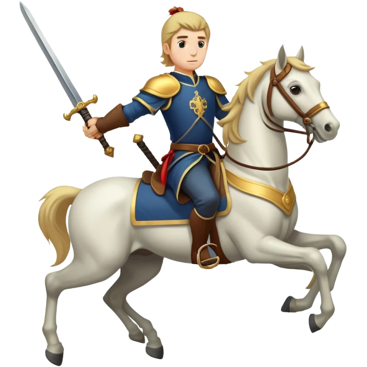 a guy riding a horse with a sword emoji