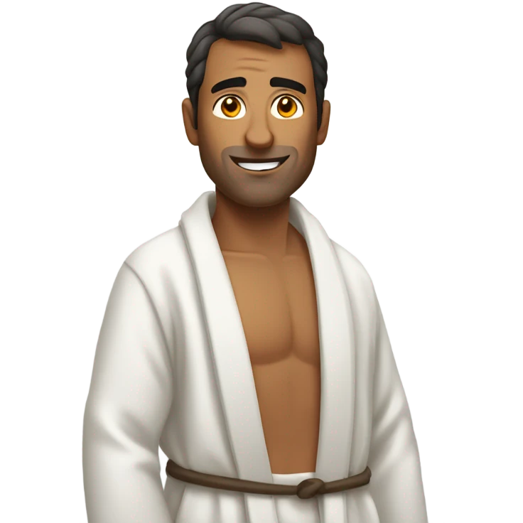 Spanish guy in a bathrobe with no shirt on  emoji