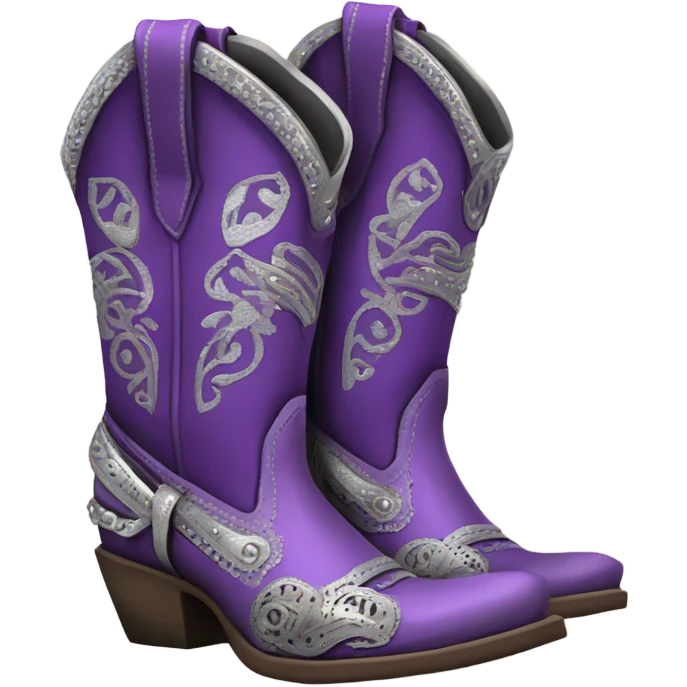 purple and silver cowgirl boots emoji
