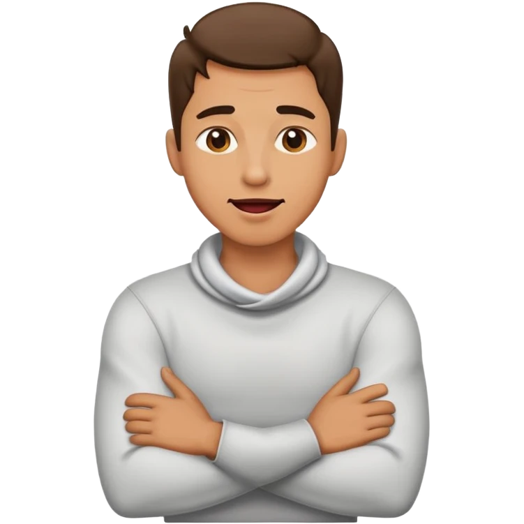 Man holding arms crossed around neck toungue out  emoji
