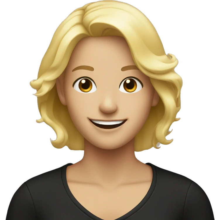 smiling blonde in black shirt emoji
