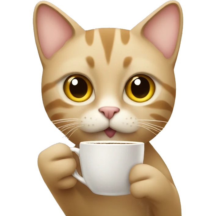 beige cat drinking coffee  emoji