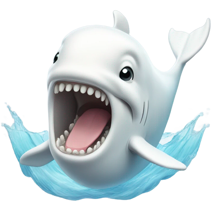 white whale , open mouth emoji