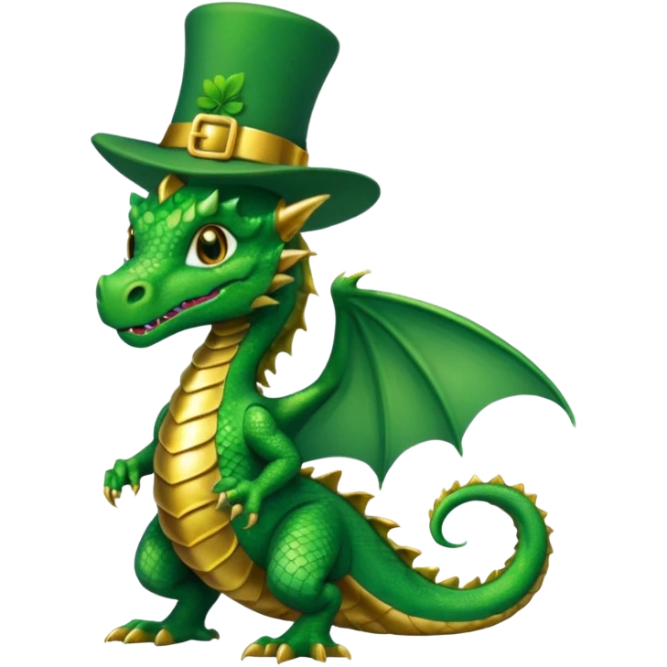 Dragon with leprechaun hat full body emoji