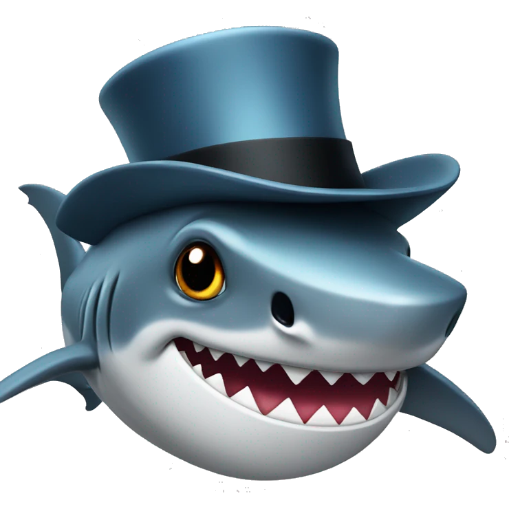 Shark with a top hat emoji