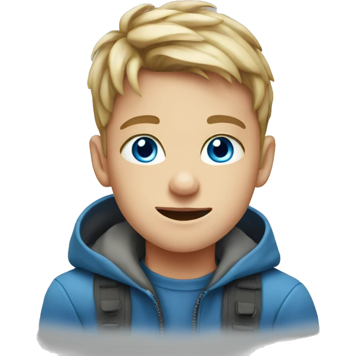 outdoor portrait of a boy with Blue eyes  emoji