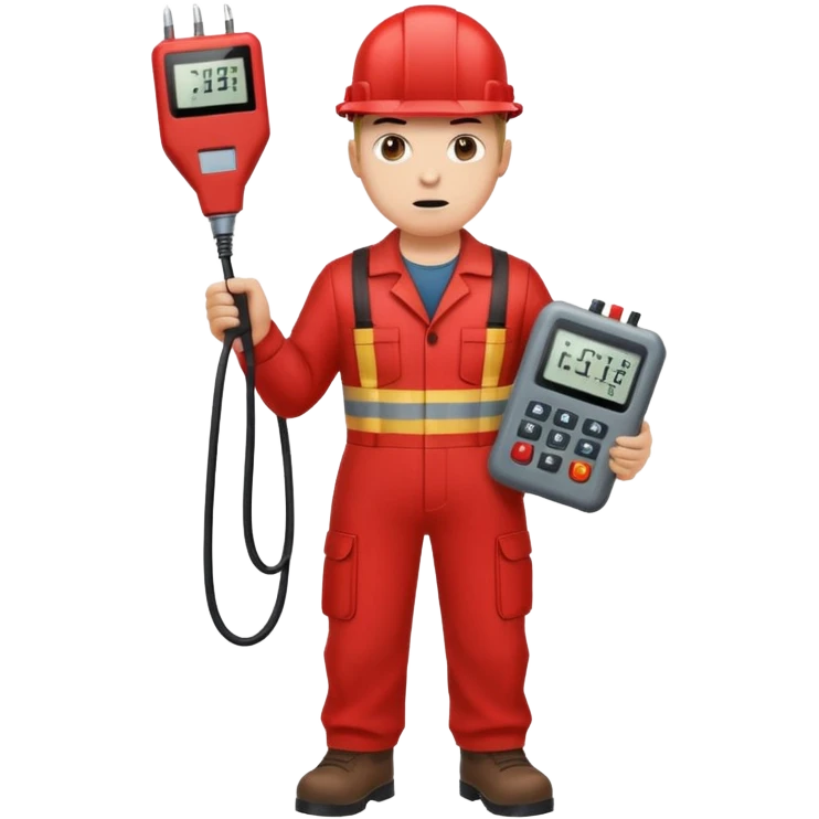 full bady red electrshn badass holding meltmeter emoji