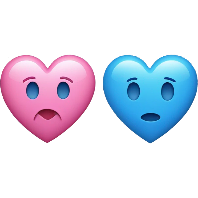 Blue heart and a pink heart emoji