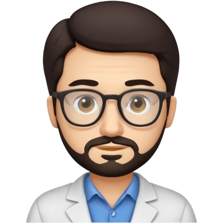 Cute cartoon therapist man dark hair, glasses, facial stubble  emoji
