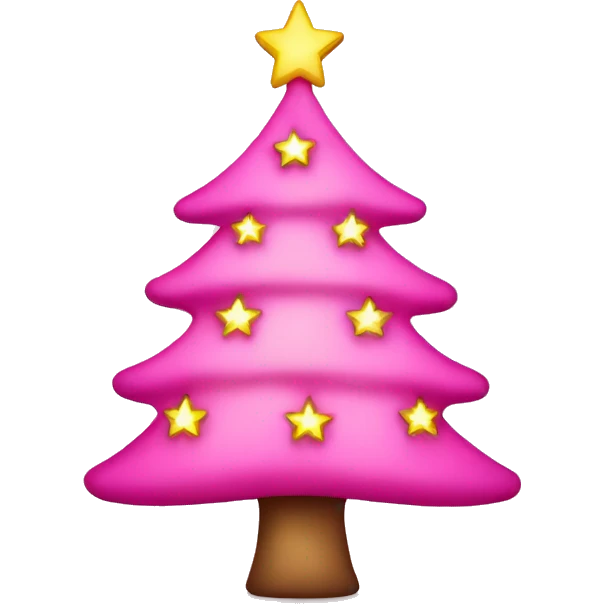 Pink Christmas tree with lights and a star emoji