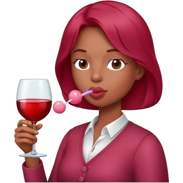 blowing bubblegum wine emoji