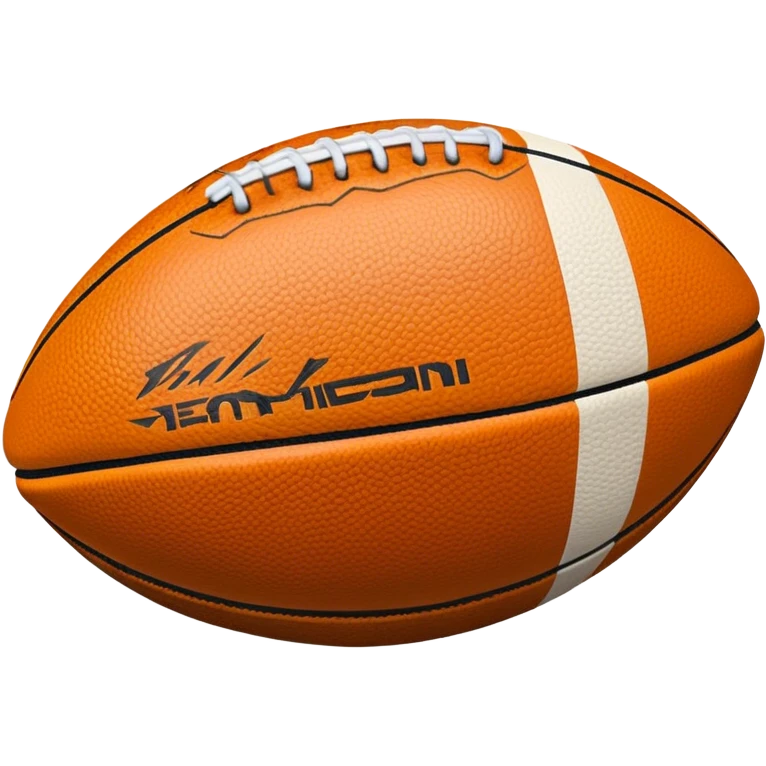 Cinematic Realistic image of an AFL ball with a rugged, textured leather surface and vibrant markings, rendered in rich detail with subtle signs of wear, set against a dynamic sports backdrop under energetic lighting emoji