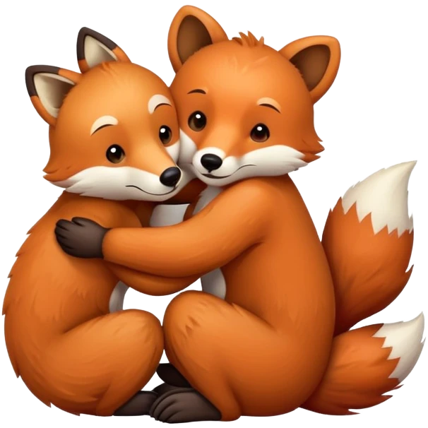 Bear and hugs a fox emoji