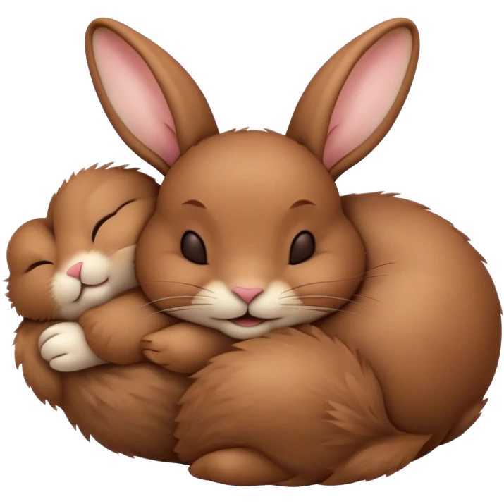 Meme-Worthy Cute Sleeping Brown Rabbit Portrait Emoji, Head resting peacefully with a contented smile, showcasing a delightfully sturdy build and a luxuriously soft brown fur, eyes shut in a serene nap, Simplified yet hilariously adorable features, highly detailed, glowing with a soft, drowsy light, high shine, relaxed and utterly lovable, stylized with an air of playful laziness, bright and heartwarming, soft glowing outline, capturing the essence of a comically sleepy bunny, so meme-worthy it feels like it could instantly become the next viral sensation of adorable slumber! emoji