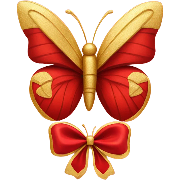 Red bow with gold butterfly  emoji