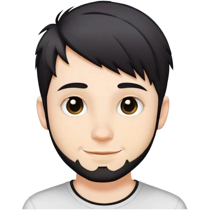 Cute white male, short dark colored hair and facial hair, nose and lip piercing, emo smiling emoji
