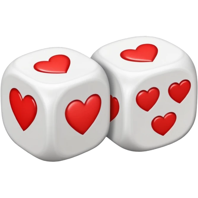 two dices in with red heart details emoji