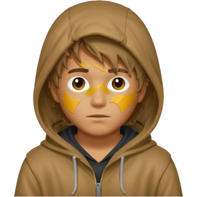 Moreno greñudo con capucha cuba la cara emoji