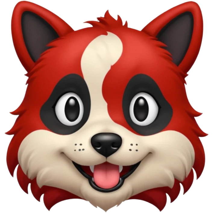 dog with very black inked face and red hair emoji