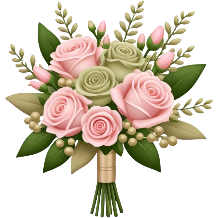 Light pink and khaki green bouquet with beautiful finish emoji