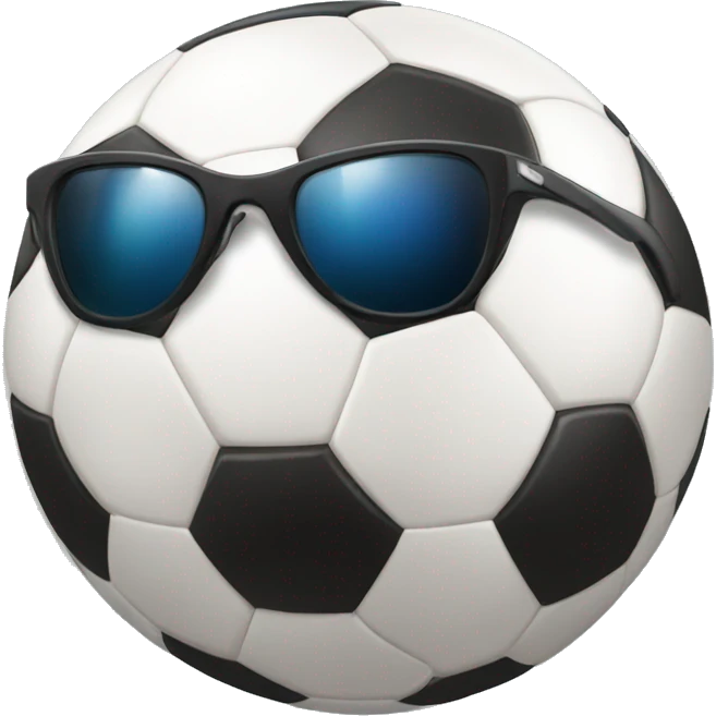A soccer ball smiling wearing sunglasses emoji