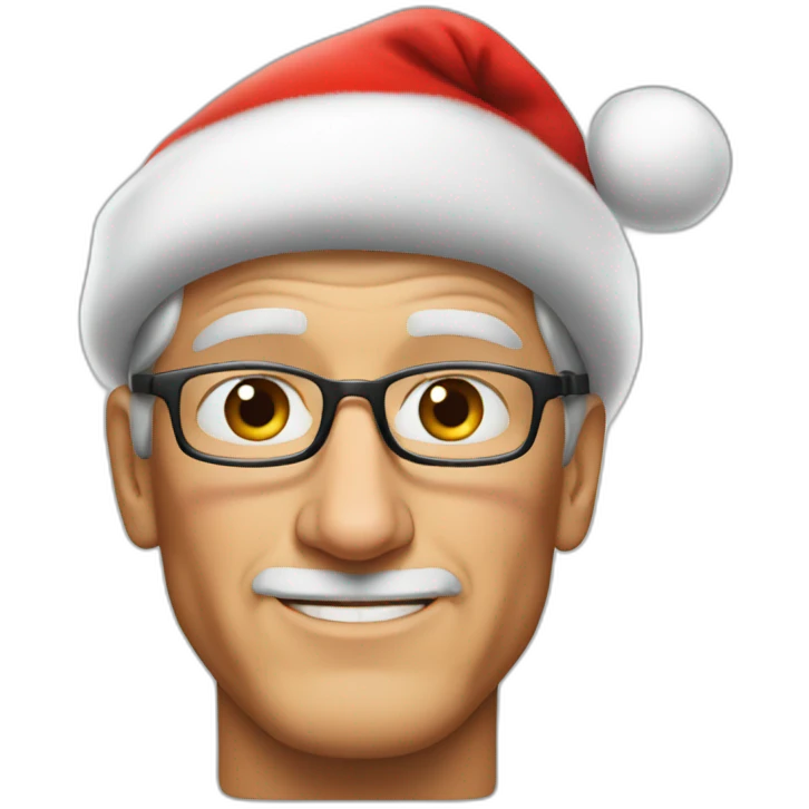 Tim Cook wearing a Santa hat emoji
