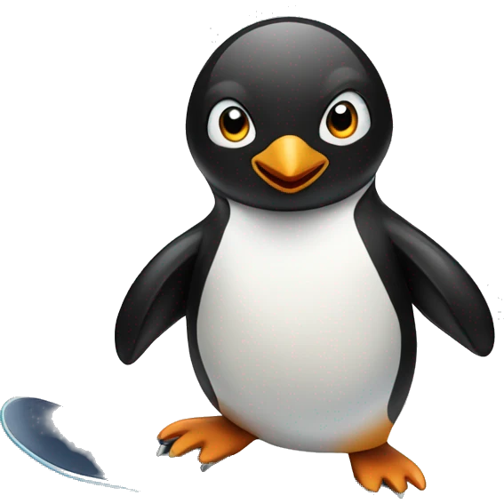 Penguin snowboarding emoji