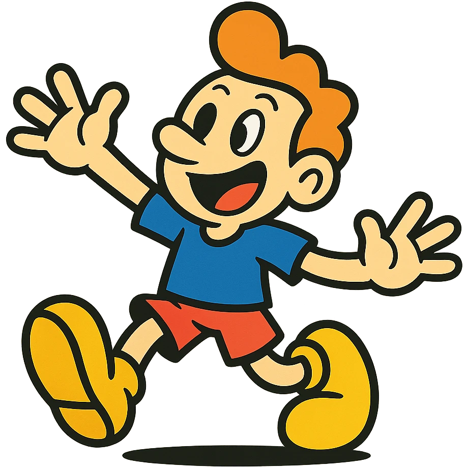 cartoonish character with big feet, playful style emoji