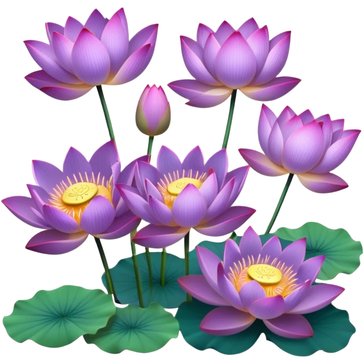 bunch Purple Lotus,stem, Lotus leaf emoji
