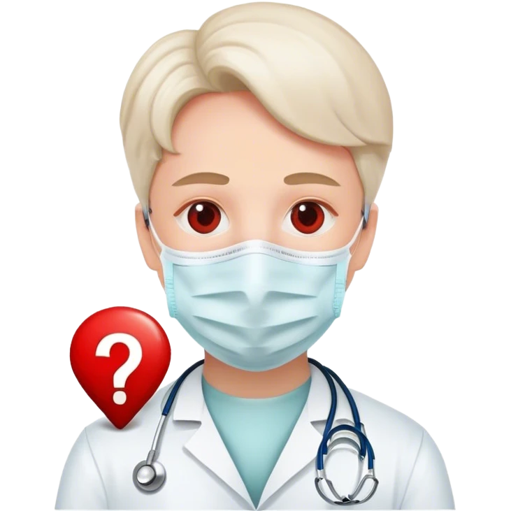 Doctor with a medical mask and red question mark on that mask emoji