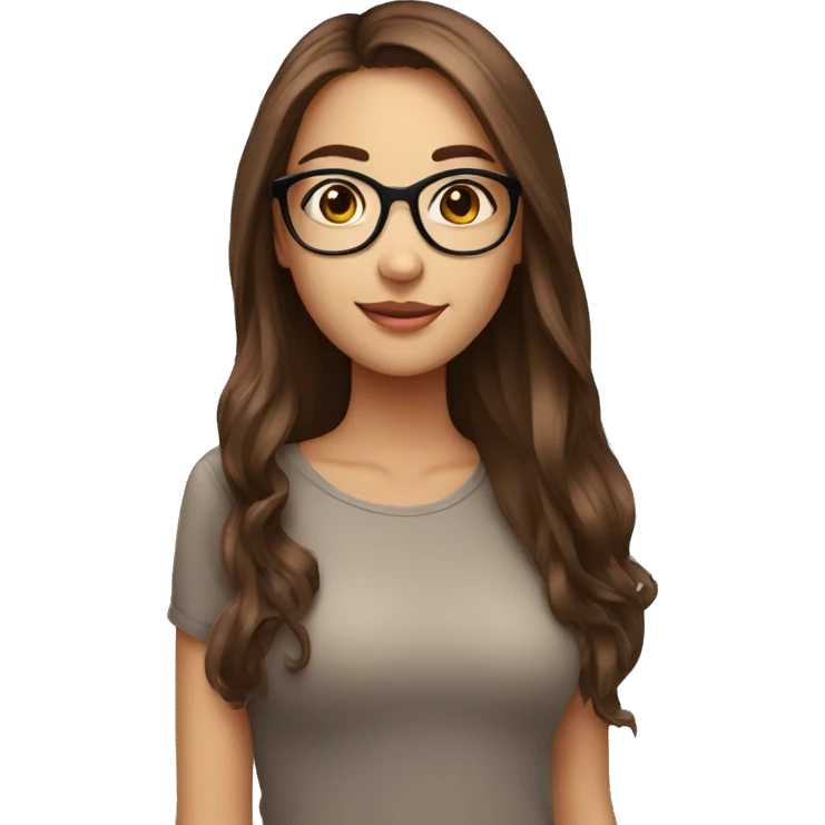 a  so beautiful girl with long and brown hair and with glasses emoji