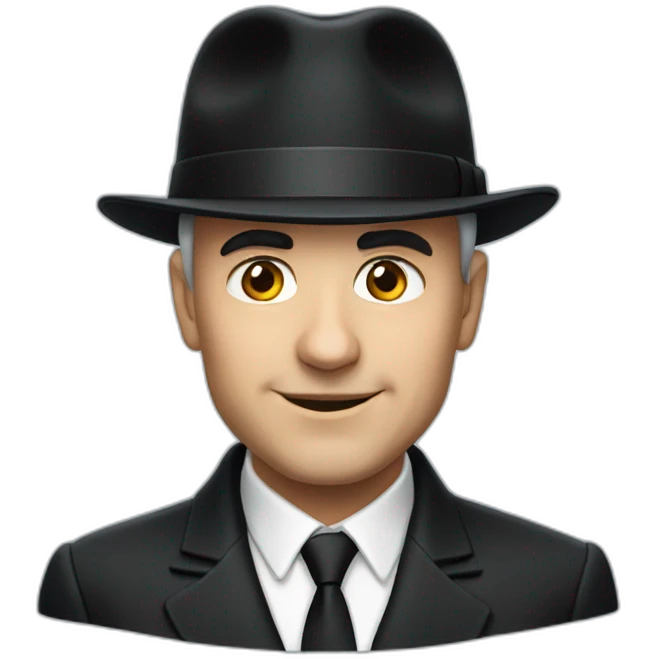 an emoji of alain berset with a black hat emoji