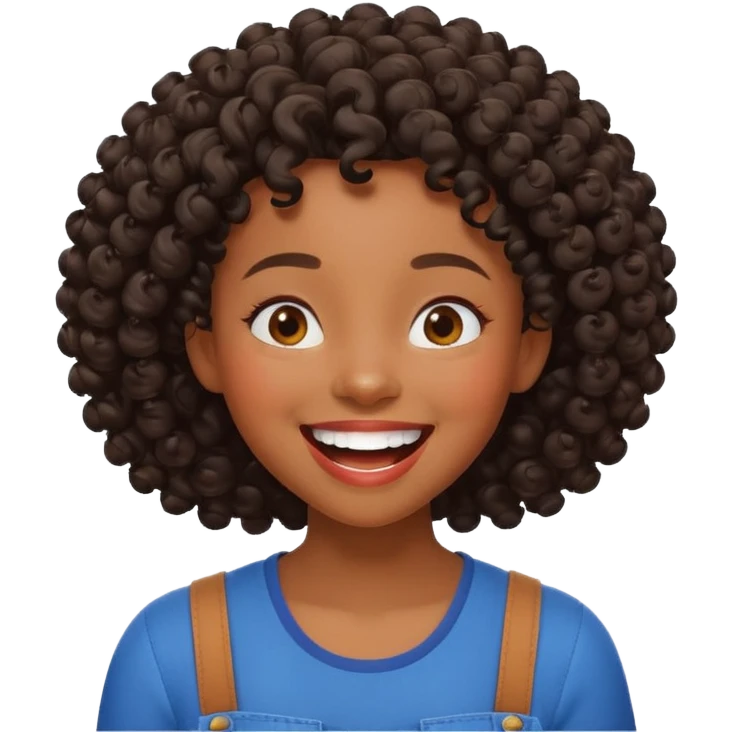 Black girl that looks like a Pixar character with curly hair laughing  emoji