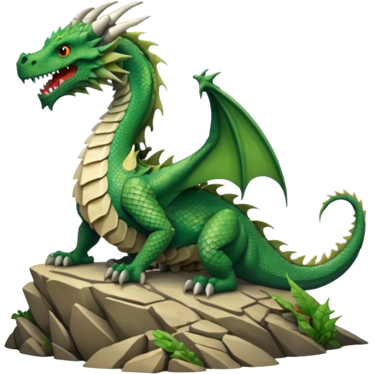 A giant dragon sitting on a mountain looking at the other dragon that is cover in bones emoji