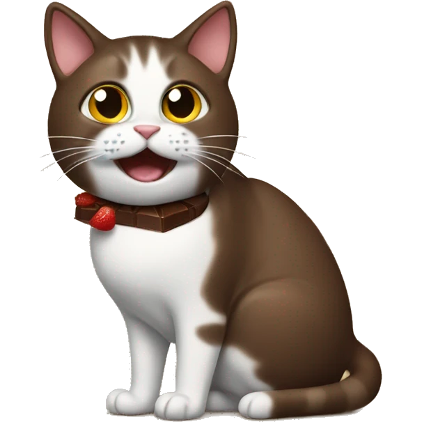 Cat eating a chocolate emoji
