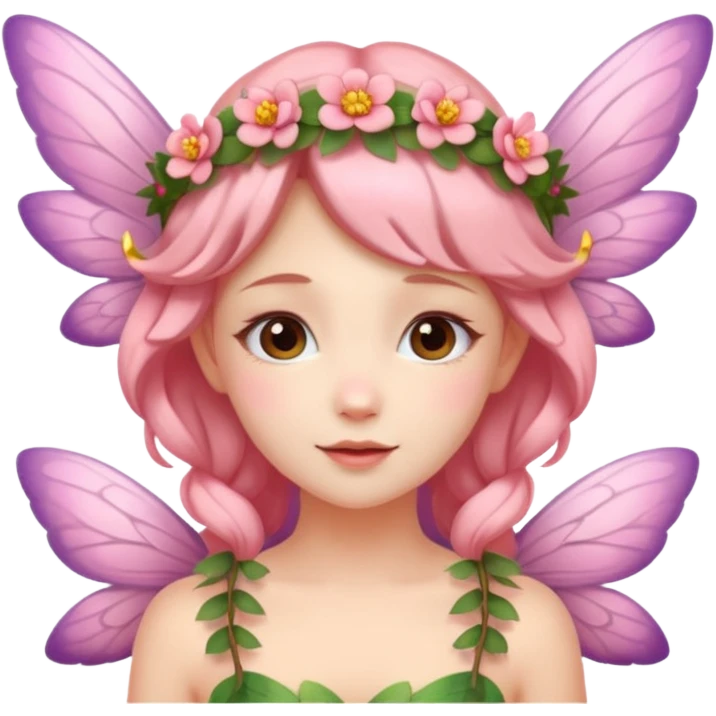 Fairy with wings flower crown on head emoji
